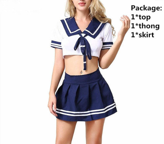 2 Piece Cosplay Lingerie Student Uniform Set Ladies SCostume Babydoll Dress Lace Miniskirt Outfit The Clothing Company Sydney