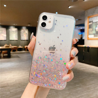 Clear Glitter Phone Case iPhone 13 12 Pro 11 Pro Max XS Max XR X 12Mini SE 2020 Cute Gradient Rainbow Sequins Cover The Clothing Company Sydney