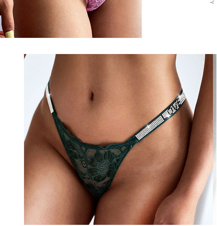 Sexy Lingerie For Women Underwear Rhinestone Lace Pantie G String Transparent T Back for Low Rise Ladies Briefs The Clothing Company Sydney