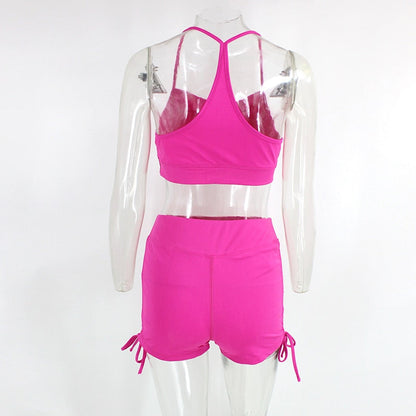 Summer Solid Womens 2 Piece Outfits Tracksuits Spaghetti strap Backless Two Piece Set Crop Tops Sport Pants Sets The Clothing Company Sydney