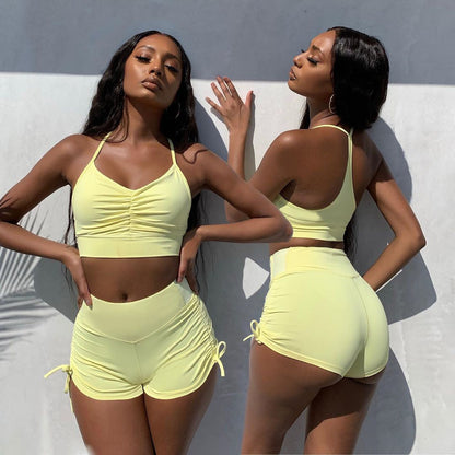 Summer Solid Womens 2 Piece Outfits Tracksuits Spaghetti strap Backless Two Piece Set Crop Tops Sport Pants Sets The Clothing Company Sydney