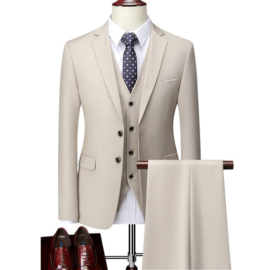 3 Piece ( Jacket + Vest + Pants ) Boutique Pure Color Mens Business Suit Three-piece and Two-piece Groom Wedding Formal Wear The Clothing Company Sydney