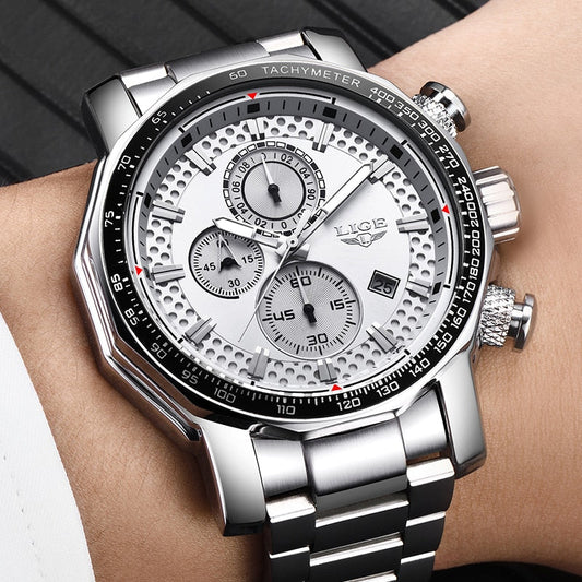 Men's Watches Top Luxury Brand Stainless Steel Quartz Watch Men Chronograph Waterproof Wrist Watch The Clothing Company Sydney