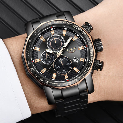 Men's Watches Top Luxury Brand Stainless Steel Quartz Watch Men Chronograph Waterproof Wrist Watch The Clothing Company Sydney