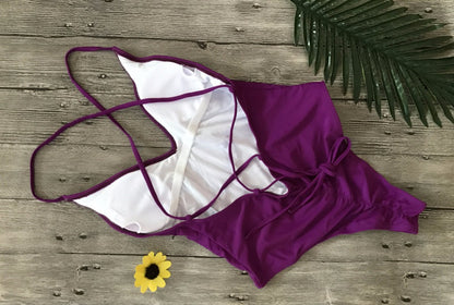 V Neck One Piece Swimsuit Backless Monokini  Bather Plus size High cut Bathing Suit Swim Bodysuit Swimwear The Clothing Company Sydney