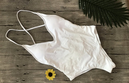 V Neck One Piece Swimsuit Backless Monokini  Bather Plus size High cut Bathing Suit Swim Bodysuit Swimwear The Clothing Company Sydney