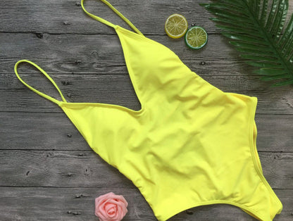 V Neck One Piece Swimsuit Backless Monokini  Bather Plus size High cut Bathing Suit Swim Bodysuit Swimwear The Clothing Company Sydney