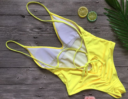 V Neck One Piece Swimsuit Backless Monokini  Bather Plus size High cut Bathing Suit Swim Bodysuit Swimwear The Clothing Company Sydney