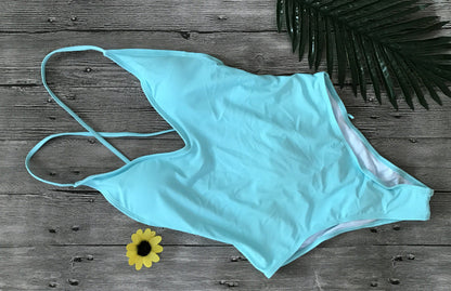 V Neck One Piece Swimsuit Backless Monokini  Bather Plus size High cut Bathing Suit Swim Bodysuit Swimwear The Clothing Company Sydney