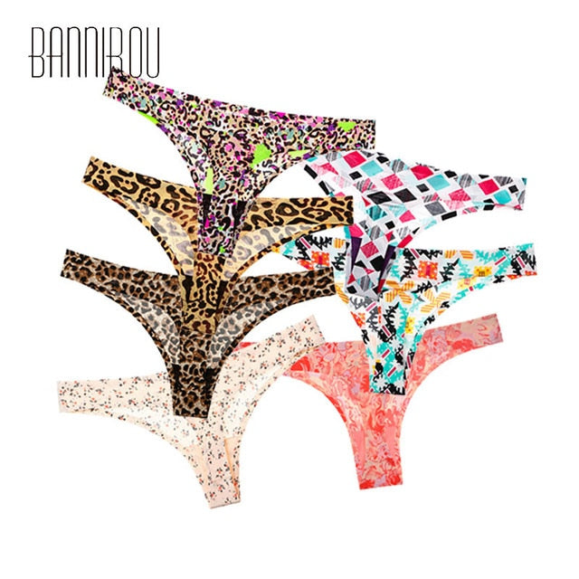 7 Pack Leopard Pint Underwear Panties T-back Soft G-string Sports Seamless Print Foral Thongs The Clothing Company Sydney