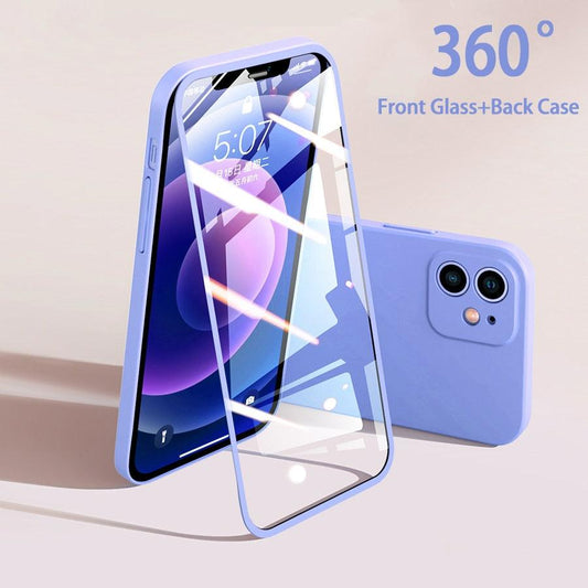 2 Piece 360 Front Tempered Glass+Matte Back PC Case For iPhone 13 12 11 Pro Max X XR XS 7 8Plus SE 2020 Full Protection Shockproof Cover The Clothing Company Sydney