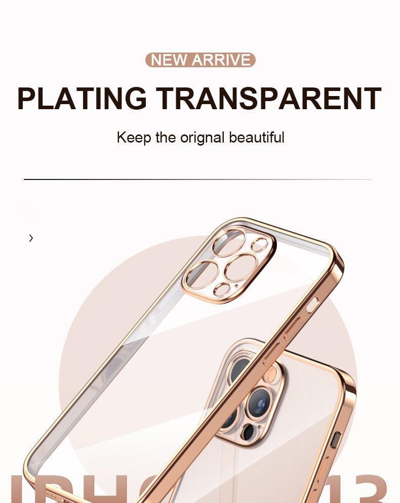 Luxury Transparent Plating Case for iPhone 13 12 11 Pro Max Mini X XS XR SE 2020 8 7 Plus Silicone Shockproof Clear Phone Cover The Clothing Company Sydney