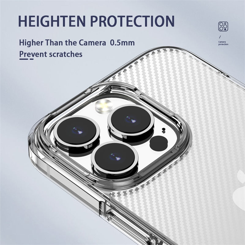 Carbon Fiber Transparent Shockproof Case For iPhone 13 12 Pro Max Clear Soft TPU Bumper Hard PC Back Cover For iPhone 13 12 Mini The Clothing Company Sydney