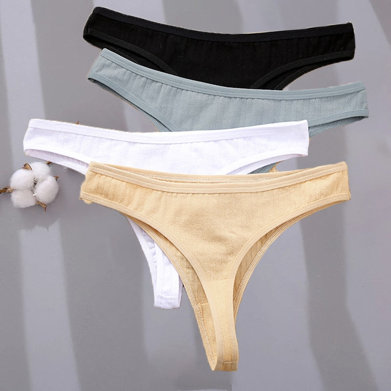 3 Pack G-string Cotton Mix Panties Low-Waist Thongs Striped Solid Underpants Comfortable Briefs Underwear The Clothing Company Sydney
