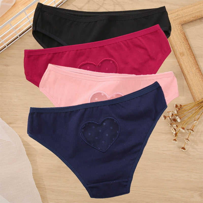 3 Pack Heart Hollow Out Cotton Mix Panties Low-Waist Comfortable Underpants Seamless Underwear Lingerie The Clothing Company Sydney