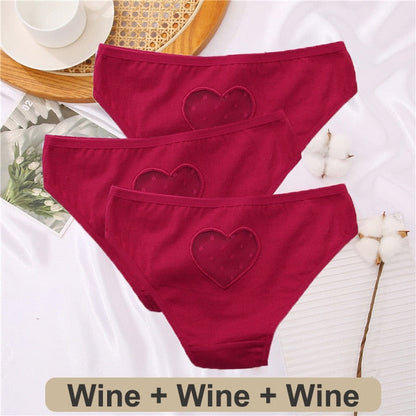 3 Pack Heart Hollow Out Cotton Mix Panties Low-Waist Comfortable Underpants Seamless Underwear Lingerie The Clothing Company Sydney