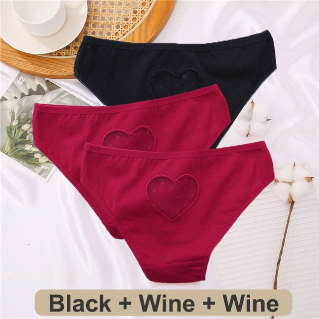 3 Pack Heart Hollow Out Cotton Mix Panties Low-Waist Comfortable Underpants Seamless Underwear Lingerie The Clothing Company Sydney