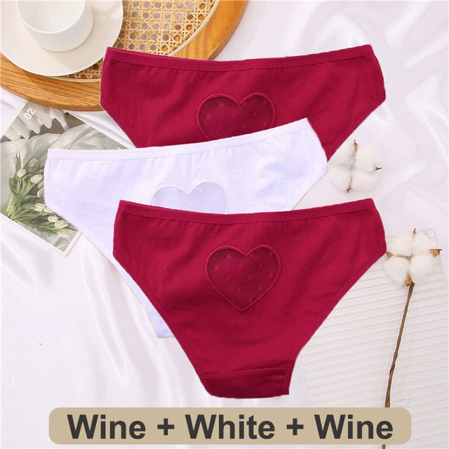 3 Pack Heart Hollow Out Cotton Mix Panties Low-Waist Comfortable Underpants Seamless Underwear Lingerie The Clothing Company Sydney