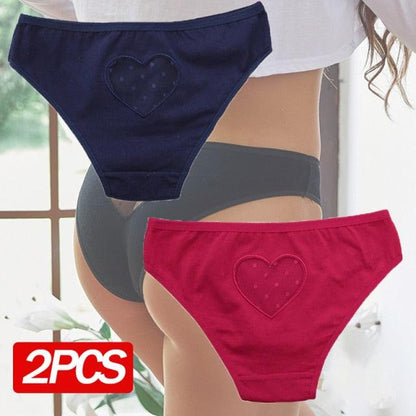 2 Pack Cotton Mix Panties Heart Hollow Out Briefs Sexy Low-Waist Underpants Comfortable Seamless Underwear The Clothing Company Sydney