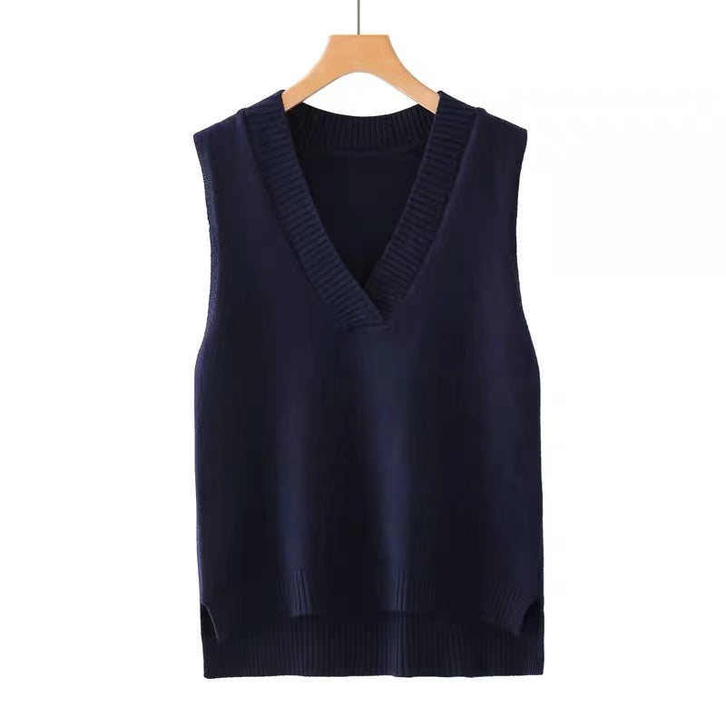 V-neck knitted vest women's autumn and winter loose sleeveless sweater The Clothing Company Sydney