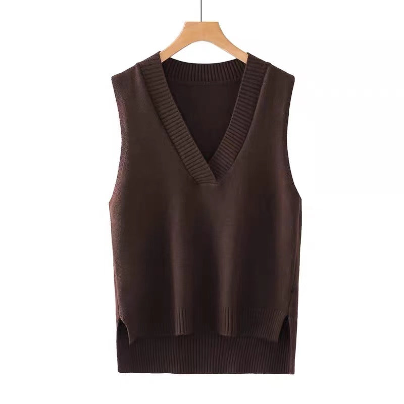 V-neck knitted vest women's autumn and winter loose sleeveless sweater The Clothing Company Sydney