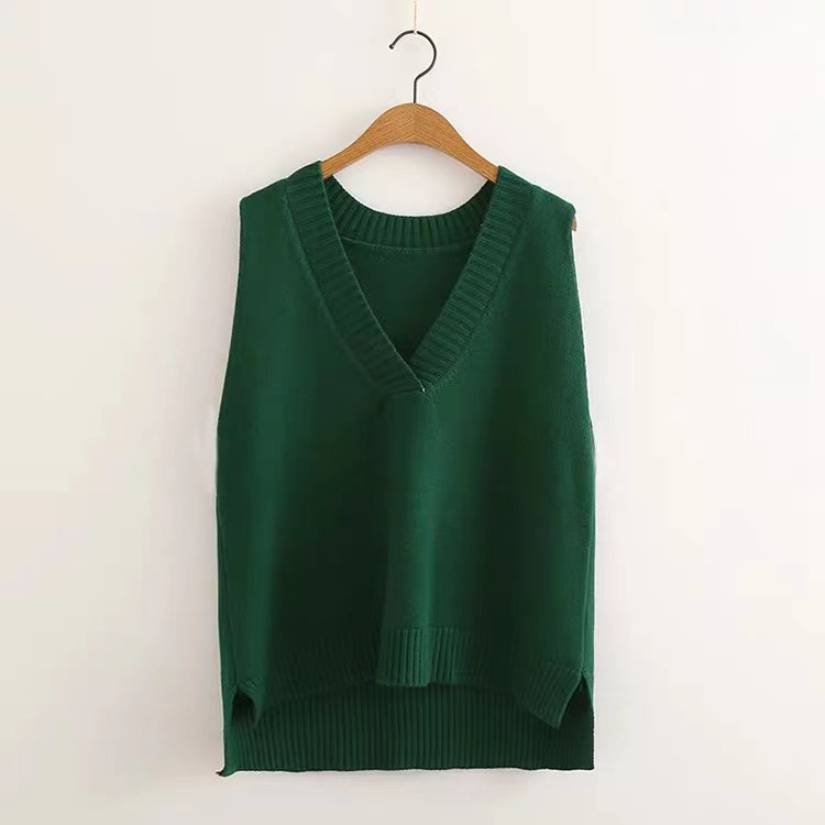 V-neck knitted vest women's autumn and winter loose sleeveless sweater The Clothing Company Sydney