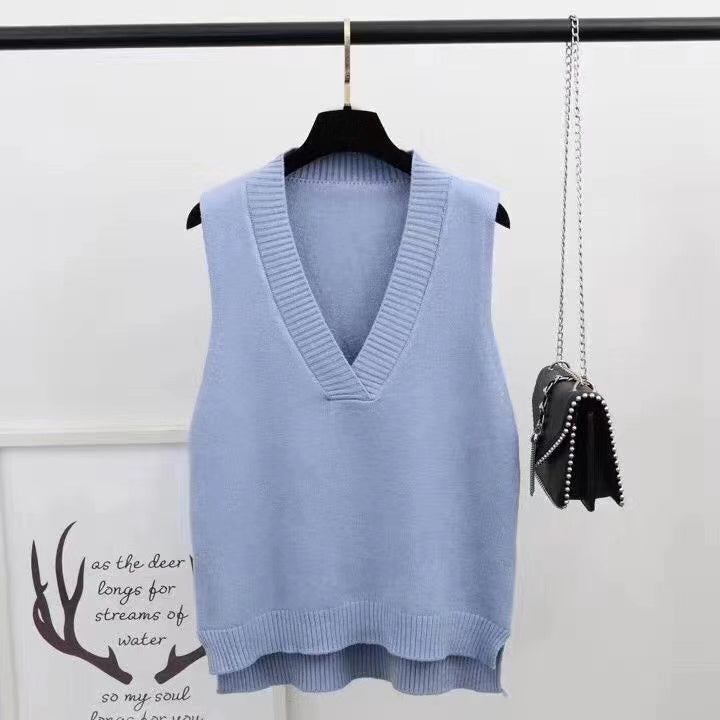 V-neck knitted vest women's autumn and winter loose sleeveless sweater The Clothing Company Sydney