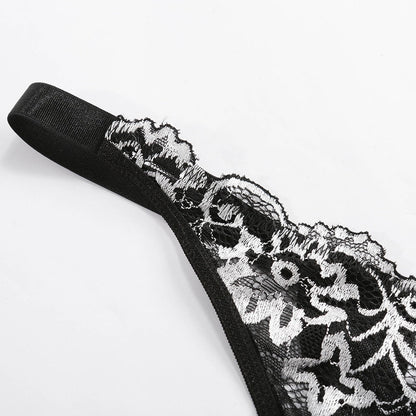 2 Piece Lingerie Deep-V Brief Floral Embroidery Underwear Push up Underwire Bra Transparent Intimate Set The Clothing Company Sydney