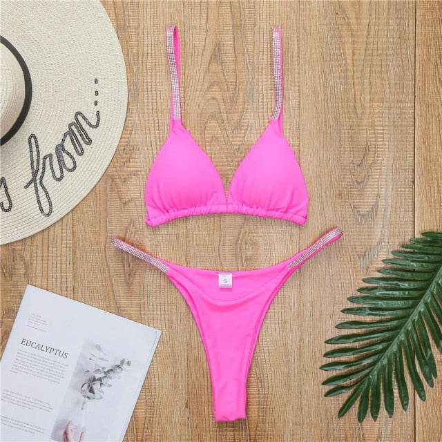 Sequins Padded Low Waist Bikini Swimsuit Swimwear Two-piece Bikini set Bather Bathing Suit Swim Thong The Clothing Company Sydney