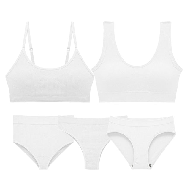 5 Piece 2 Bra + 3 Panties Set Bra Set Seamless Bra G String Thong Comfortable Sport Underwear Soft Lingerie The Clothing Company Sydney