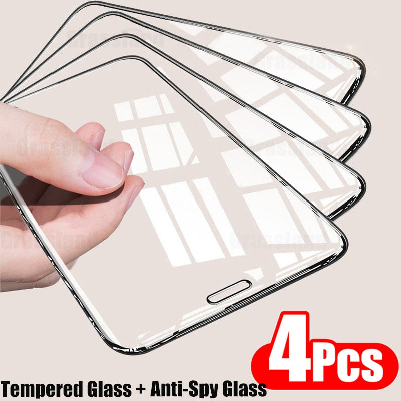 4 pack Full Cover Tempered Glass For iPhone 11 12 13 Pro Max Screen Protector For iPhone Xs Max XR 6 7 8 Anti-Spy Protective Glass The Clothing Company Sydney