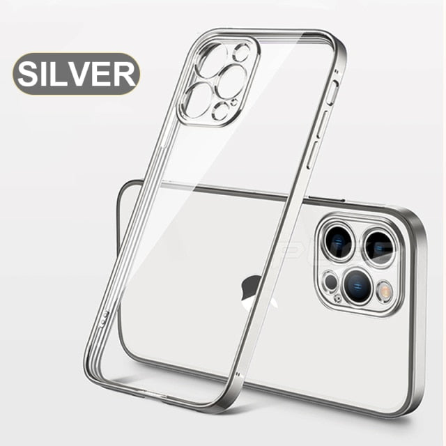Luxury Transparent Plating Case for iPhone 13 12 11 Pro Max Mini X XS XR SE 2020 8 7 Plus Silicone Shockproof Clear Phone Cover The Clothing Company Sydney