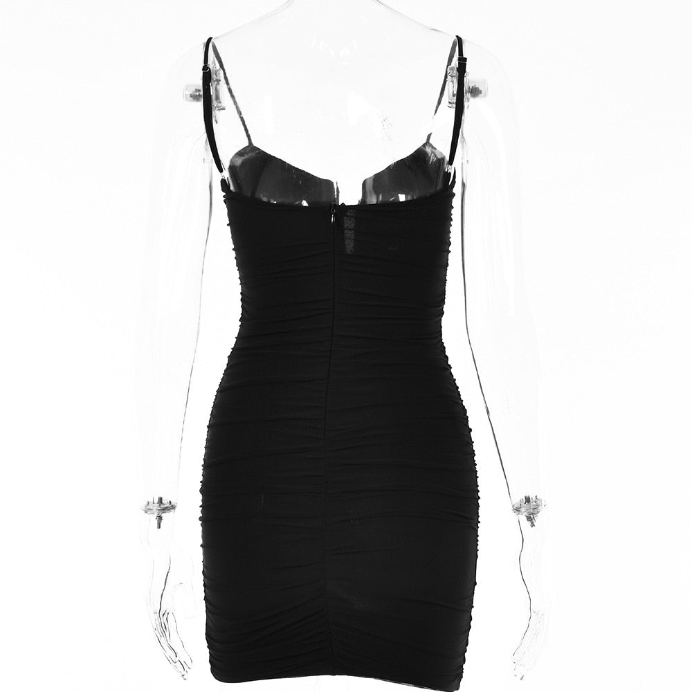 Spaghetti Strap Ruched Spring Slim Elegant Clubwear Solid Sleeveless Backless Sheath Dress The Clothing Company Sydney