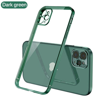 Luxury Plating Square Frame Transparent Case For iPhone 11 12 13 Pro Max Mini X Xr XS SE 2020 7 8 Plus Soft Silicone Clear Cover The Clothing Company Sydney