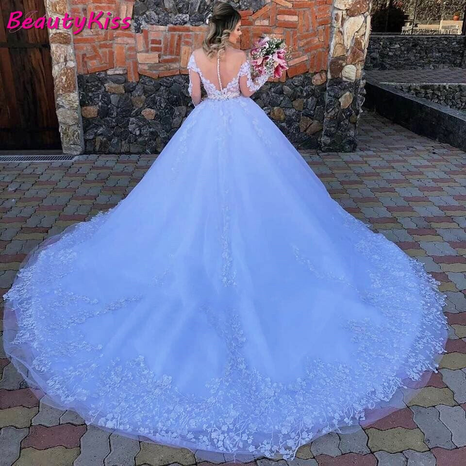 Princess Ball Gown Lace Appliques Long Sleeves Wedding Gowns Plus Size Robe Wedding Dress The Clothing Company Sydney