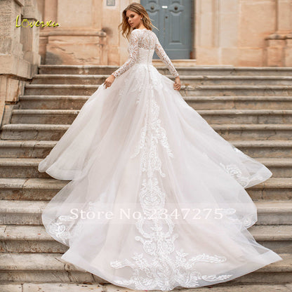 Long Sleeve Lace Vintage Wedding Dresses Illusion Appliques Court Train A Line Bridal Gowns The Clothing Company Sydney