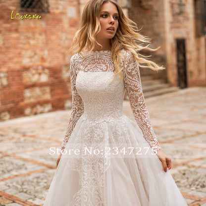 Long Sleeve Lace Vintage Wedding Dresses Illusion Appliques Court Train A Line Bridal Gowns The Clothing Company Sydney