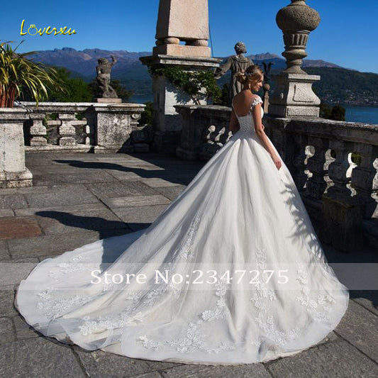 Backless Lace Beaded Court Train Princess A Line Bridal Gown Wedding Dress The Clothing Company Sydney