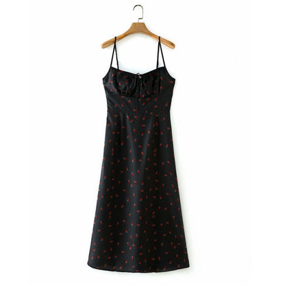 Strawberry Print White Chiffon Spaghetti Strap Vintage Boho Summer Beach Maxi Dress Sleeveless Sundress The Clothing Company Sydney