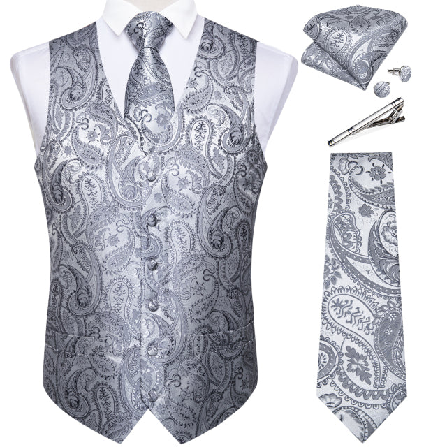 Mens Suit Vest Waistcoat Formal Wedding Groom Sleeveless Vest Hanky Necktie Set The Clothing Company Sydney