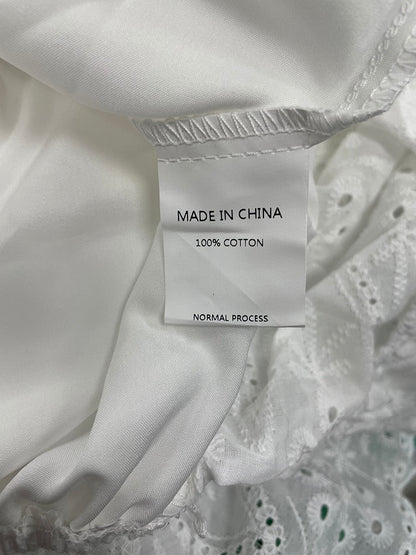 Cotton lace up hollow out summer white Holiday casual high waist ruffled mini dresses A-line frills Dress The Clothing Company Sydney