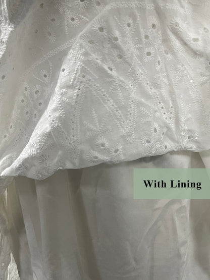 Cotton lace up hollow out summer white Holiday casual high waist ruffled mini dresses A-line frills Dress The Clothing Company Sydney