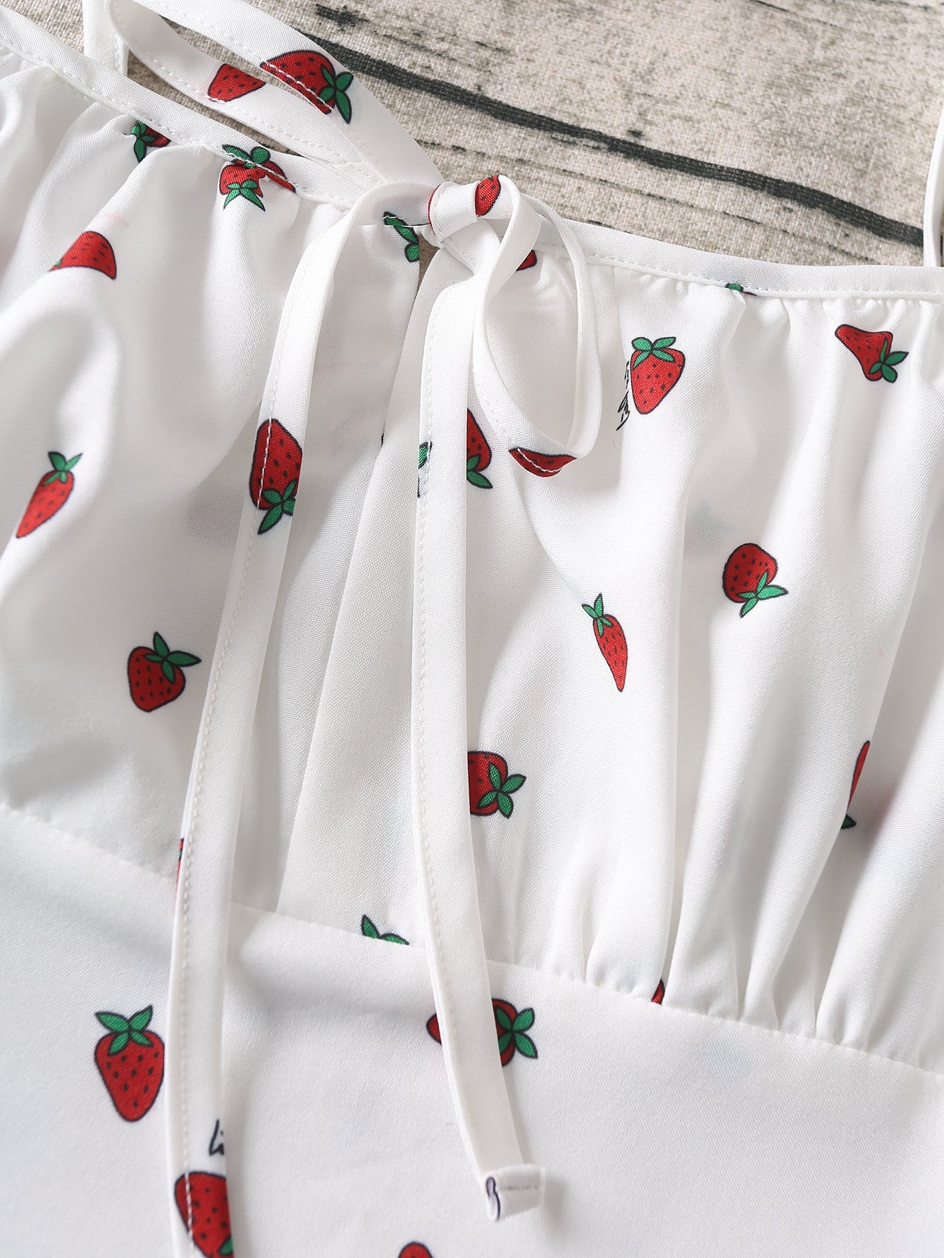 Strawberry Print White Chiffon Spaghetti Strap Vintage Boho Summer Beach Maxi Dress Sleeveless Sundress The Clothing Company Sydney