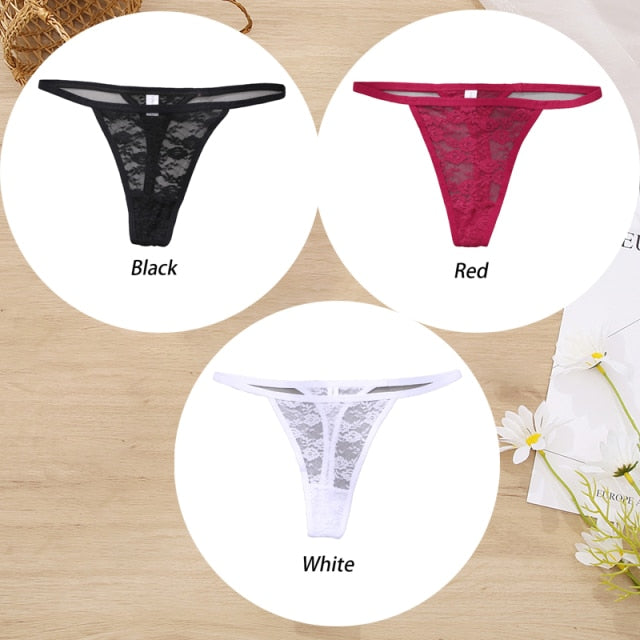 3 Pack Lace Panties Floral Underwear Thongs G-String Low-Waist Underpants Perspective Lingerie Set The Clothing Company Sydney