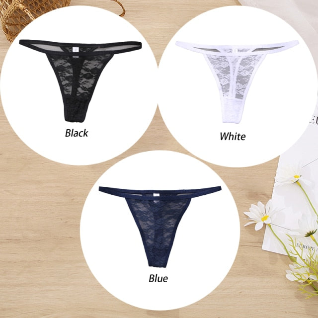 3 Pack Lace Panties Floral Underwear Thongs G-String Low-Waist Underpants Perspective Lingerie Set The Clothing Company Sydney