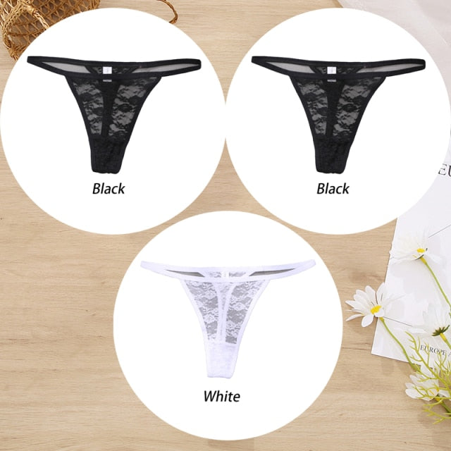 3 Pack Lace Panties Floral Underwear Thongs G-String Low-Waist Underpants Perspective Lingerie Set The Clothing Company Sydney