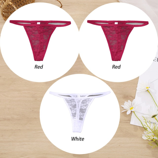 3 Pack Lace Panties Floral Underwear Thongs G-String Low-Waist Underpants Perspective Lingerie Set The Clothing Company Sydney