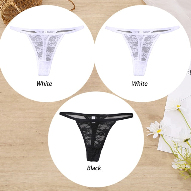 3 Pack Lace Panties Floral Underwear Thongs G-String Low-Waist Underpants Perspective Lingerie Set The Clothing Company Sydney