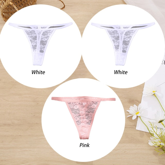 3 Pack Lace Panties Floral Underwear Thongs G-String Low-Waist Underpants Perspective Lingerie Set The Clothing Company Sydney