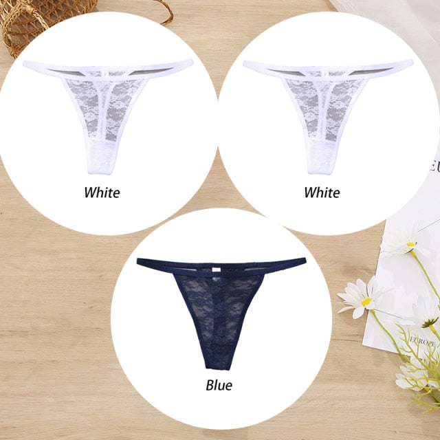 3 Pack Lace Panties Floral Underwear Thongs G-String Low-Waist Underpants Perspective Lingerie Set The Clothing Company Sydney